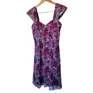 Onyx Nite vintage 90's Floral rose mesh cup top mini dress